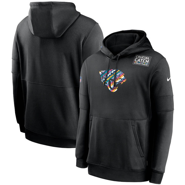 Men's Jacksonville Jaguars 2020 Black Crucial Catch Sideline Performance Pullover NFL Hoodie